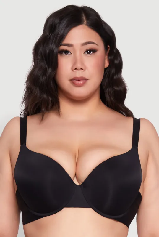 Plus Size Solid Padded Push Up Plunge Bra sold by Rainbow
