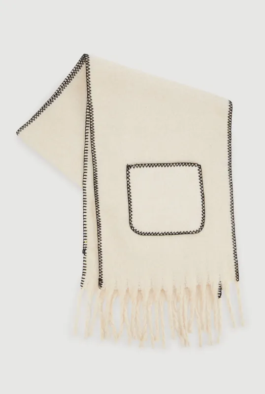 Trendy Fringe Boucle Scarf with Pockets made by Rainbow