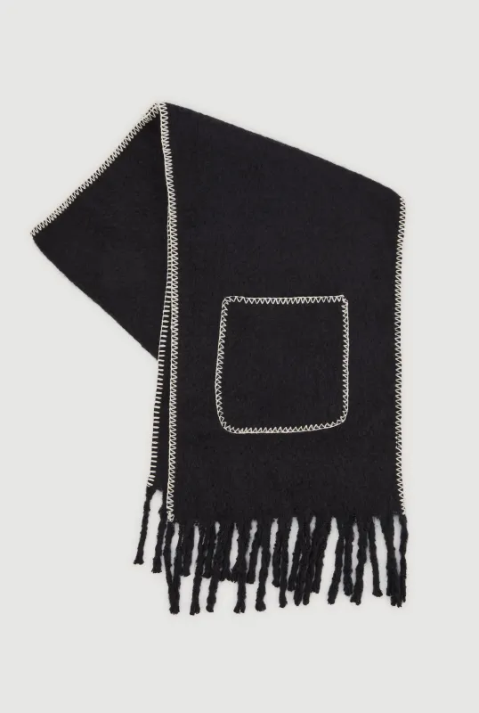Trendy Fringe Boucle Scarf with Pockets sold by Rainbow