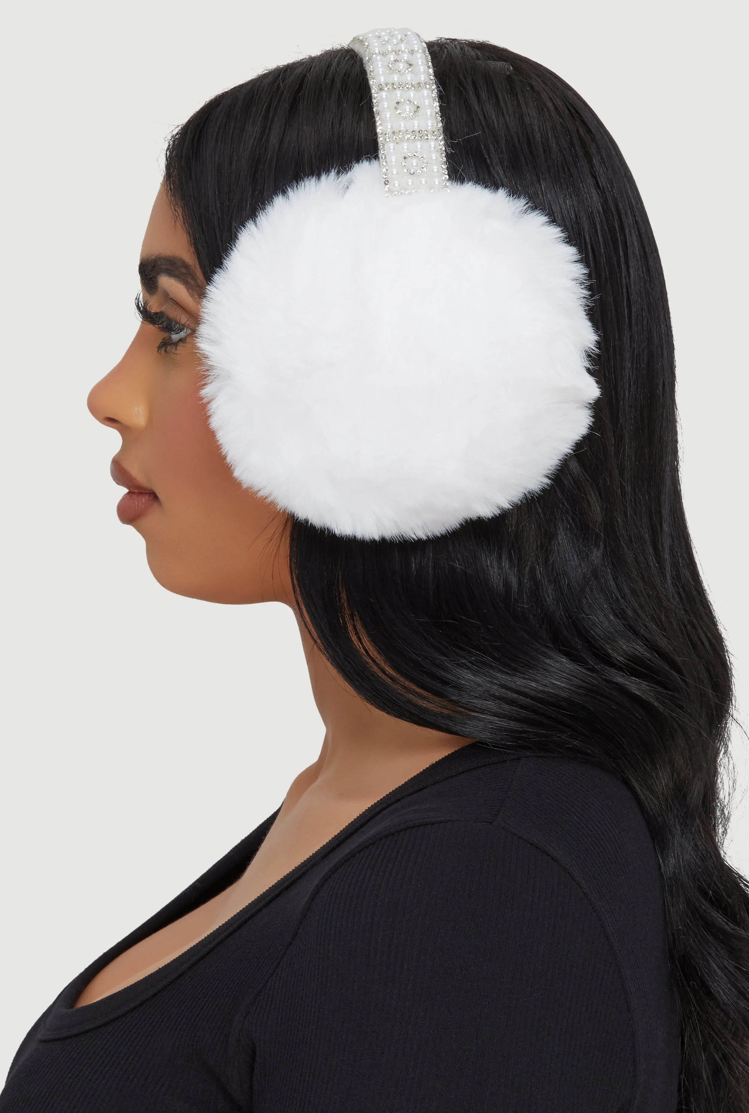 Faux Pearl Rhinestone Earmuffs sold by Rainbow product image thumbnail 3