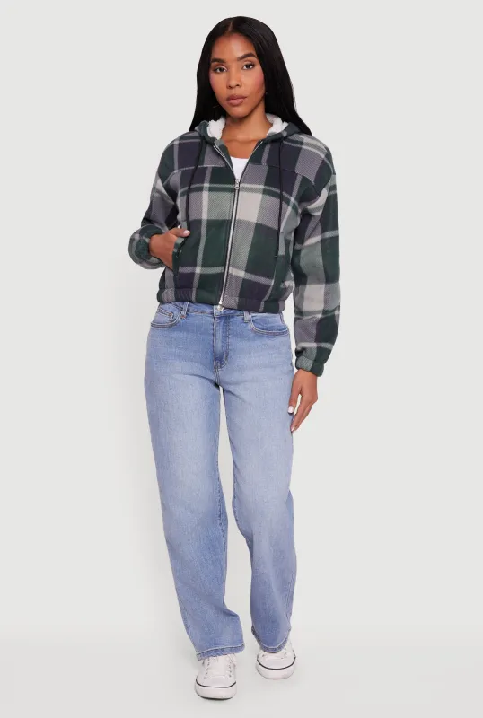 Plaid Sherpa Lined Hooded Jacket sold by Rainbow