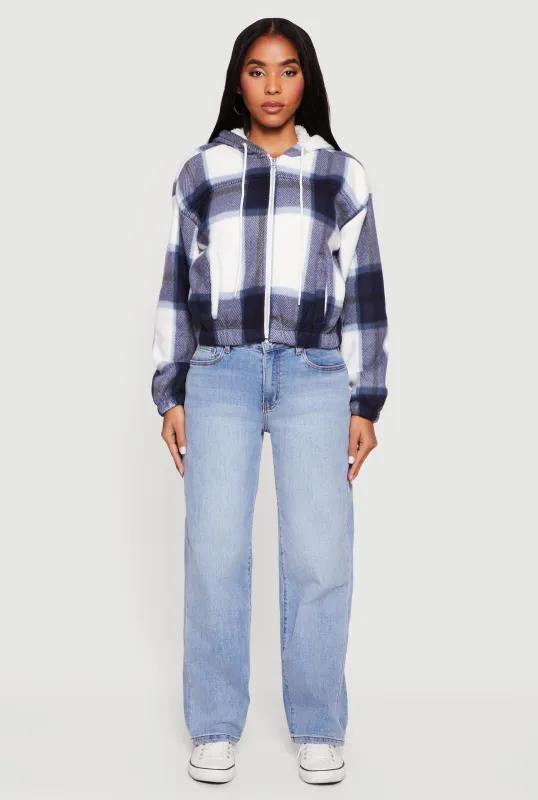 Plaid Sherpa Lined Hooded Jacket sold by Rainbow