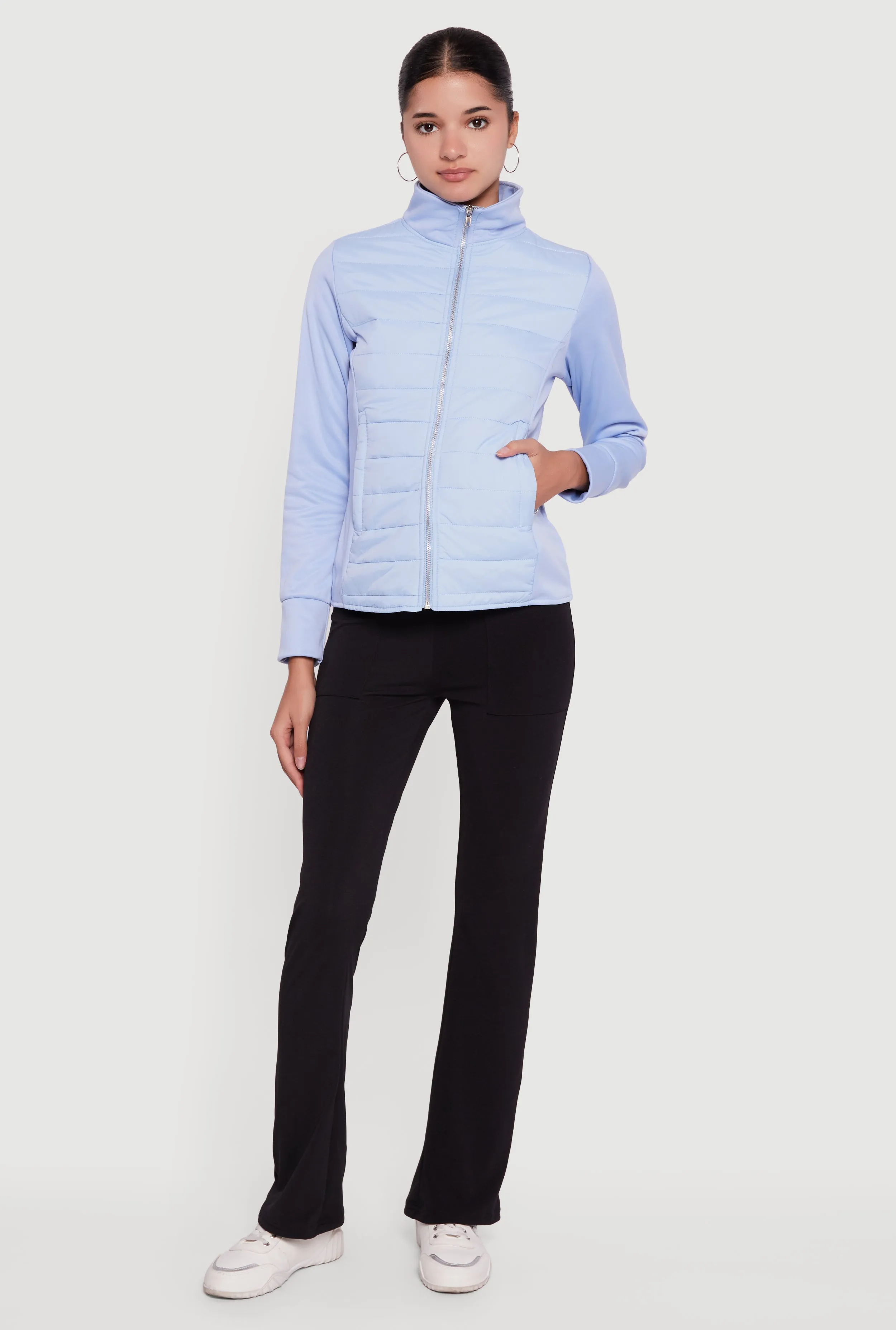 Fleece Lined Long Sleeve Hybrid Quilted Puffer Jacket sold by Rainbow product image thumbnail 4