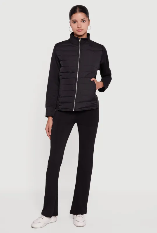 Fleece Lined Long Sleeve Hybrid Quilted Puffer Jacket sold by Rainbow