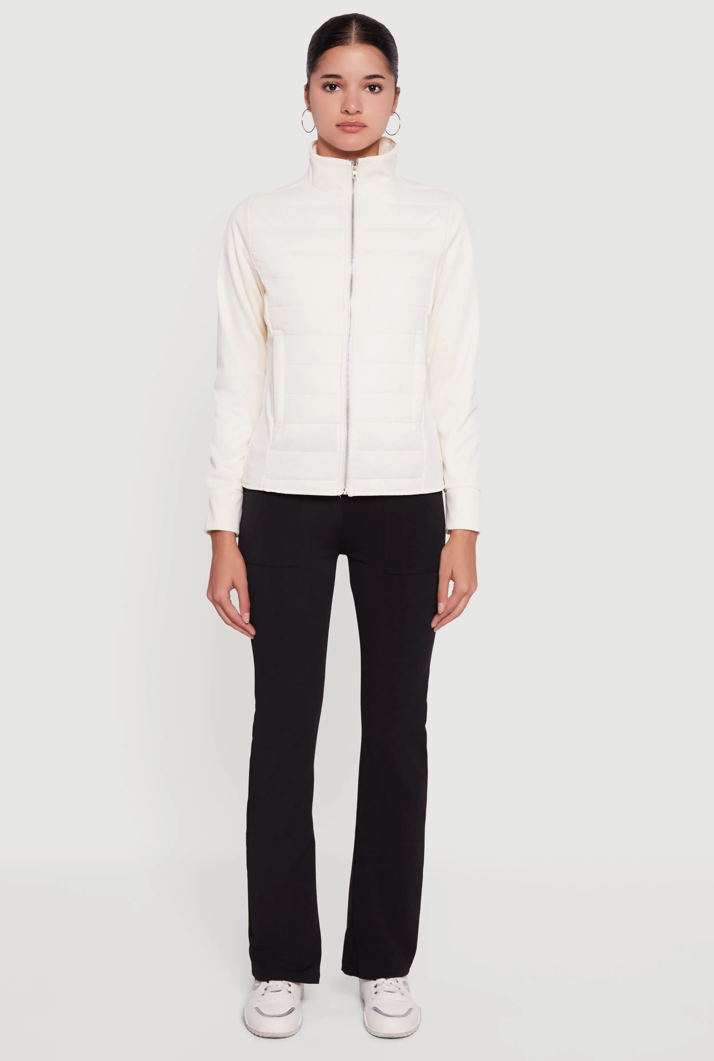 Fleece Lined Long Sleeve Hybrid Quilted Puffer Jacket sold by Rainbow product image thumbnail 3
