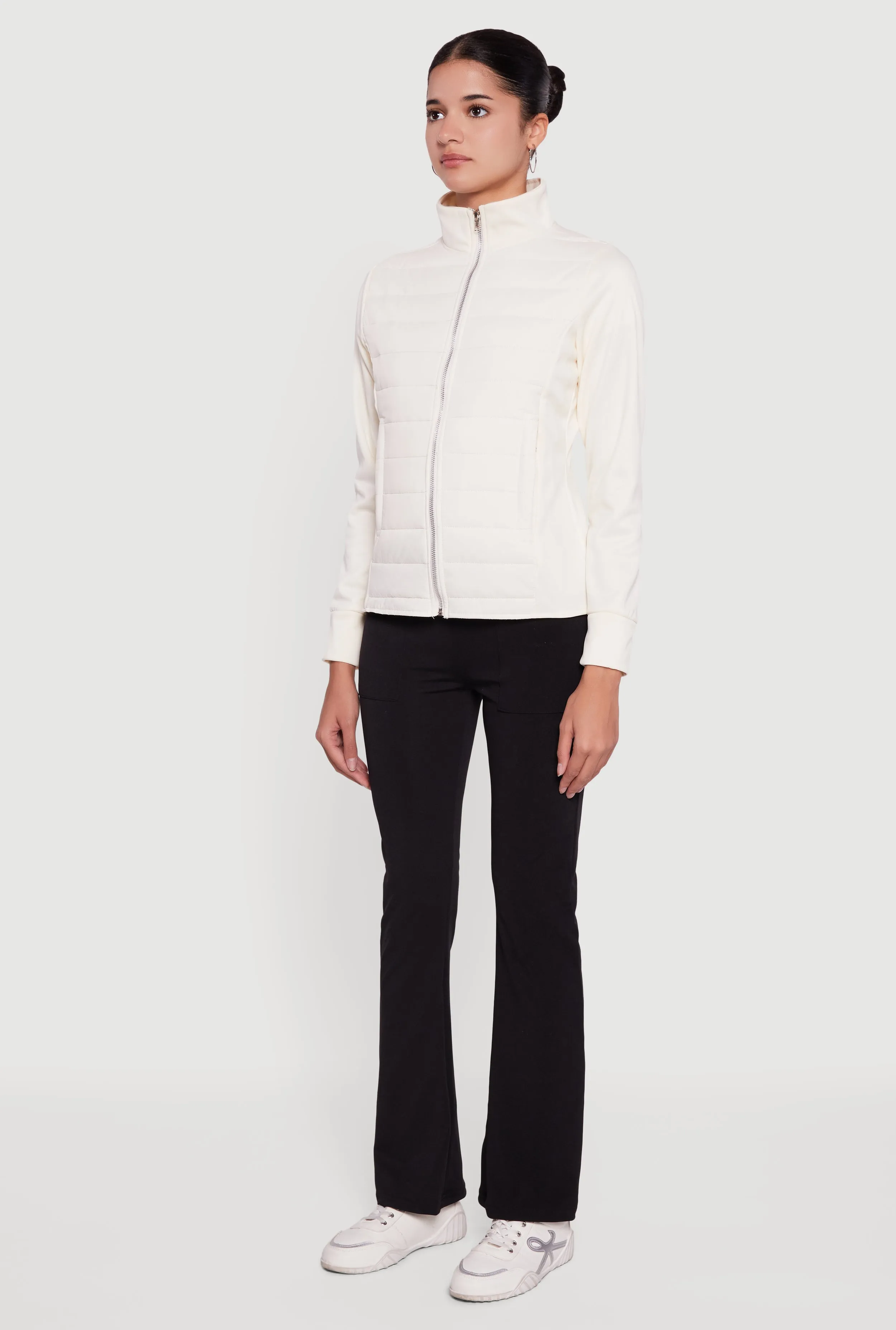 Fleece Lined Long Sleeve Hybrid Quilted Puffer Jacket sold by Rainbow product image thumbnail 5