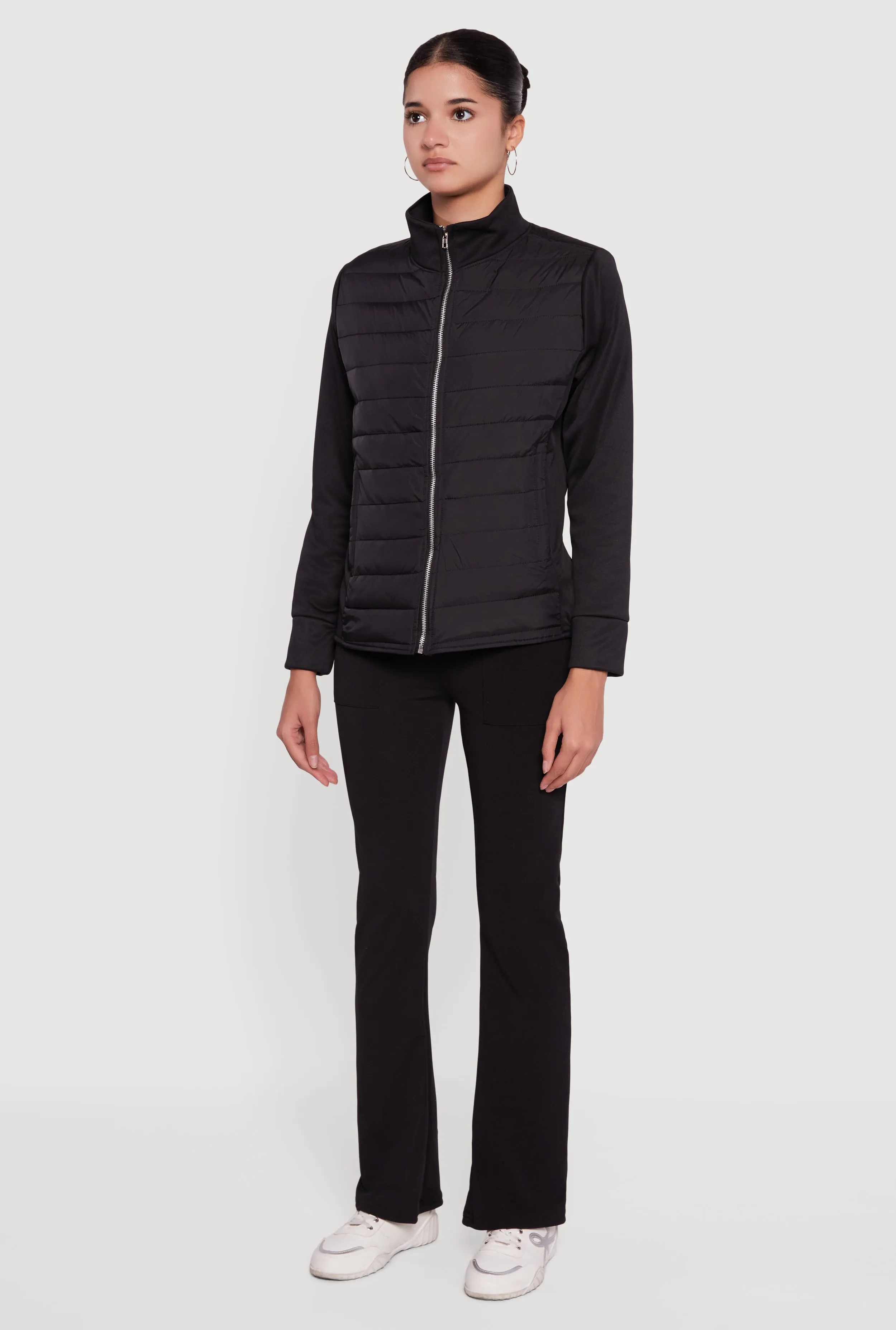 Fleece Lined Long Sleeve Hybrid Quilted Puffer Jacket sold by Rainbow product image thumbnail 5