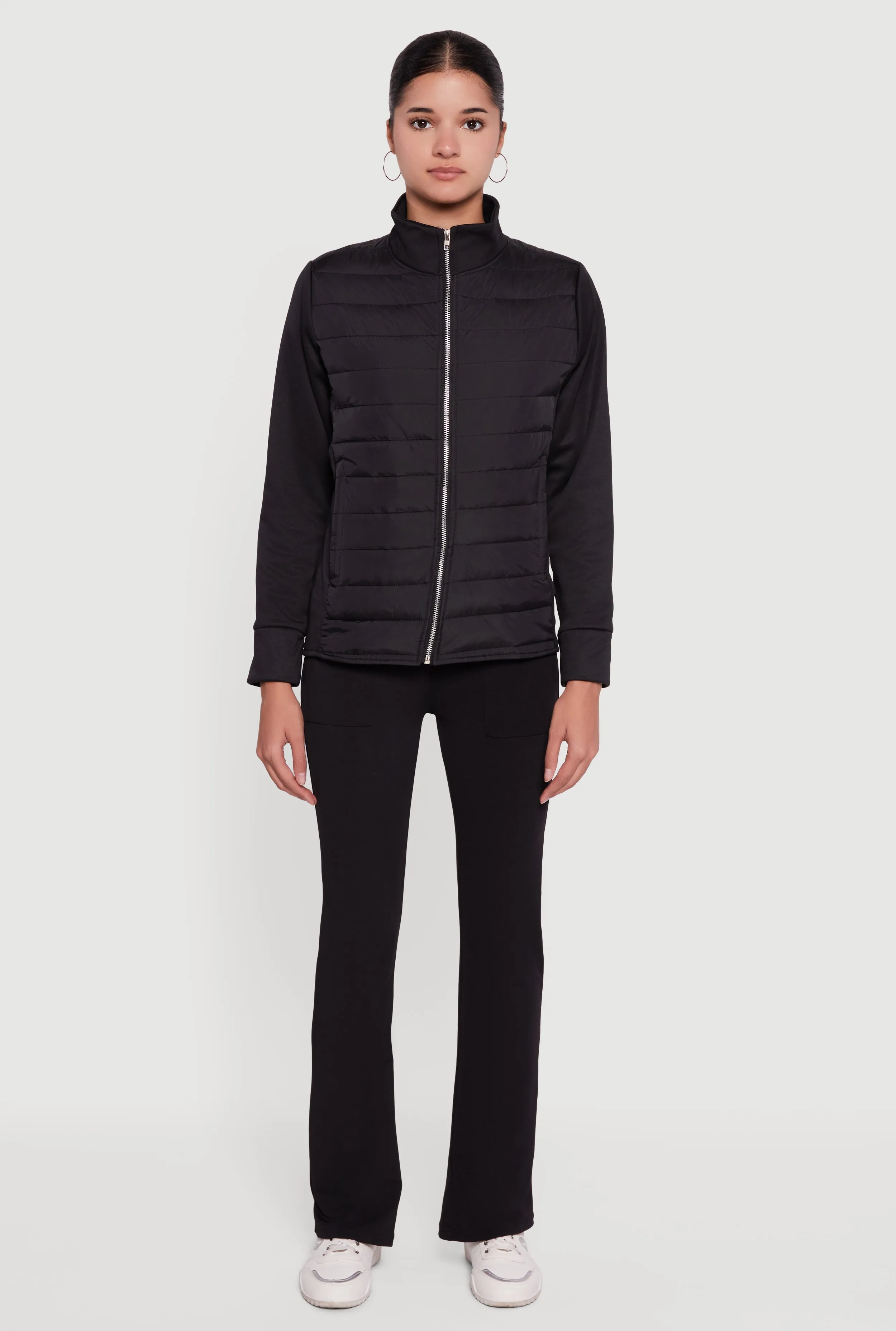 Fleece Lined Long Sleeve Hybrid Quilted Puffer Jacket sold by Rainbow product image thumbnail 3