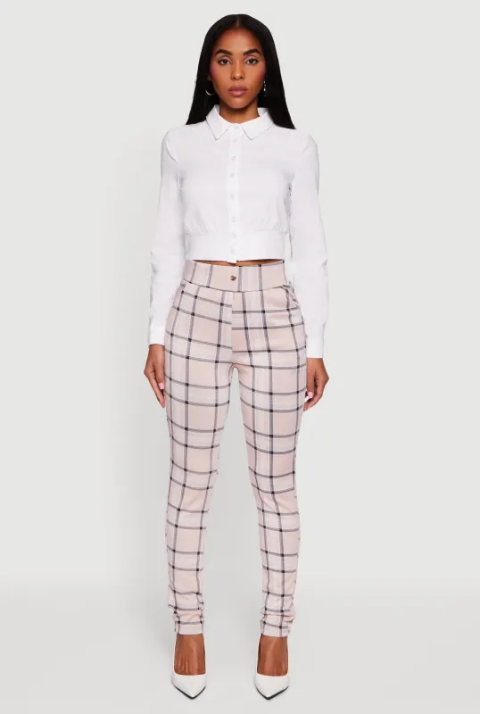 Cropped Long Sleeve Button Front Smocked Back Shirt sold by Rainbow