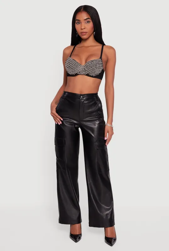 Metallic Beaded Bustier Crop Top sold by Rainbow