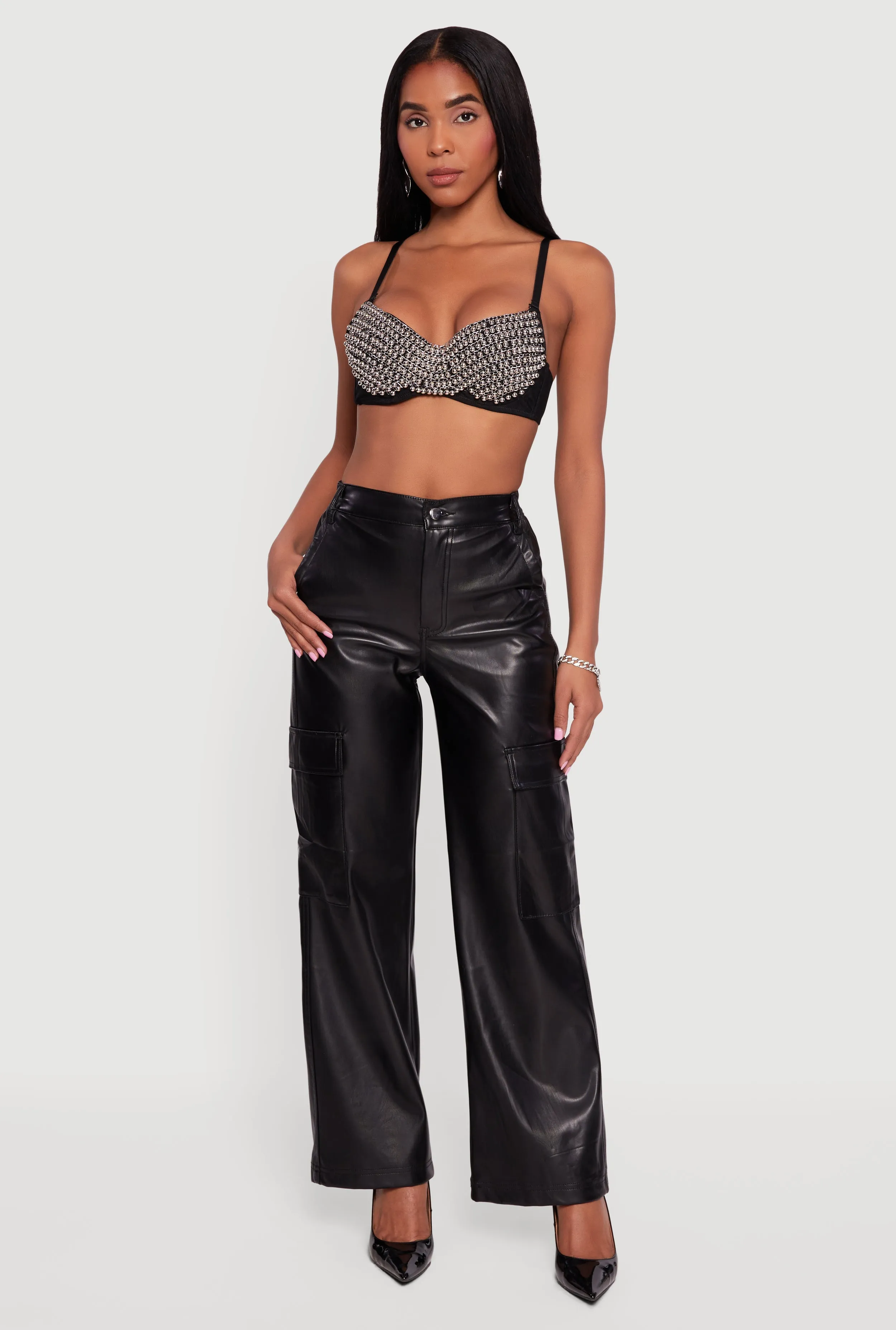 Metallic Beaded Bustier Crop Top sold by Rainbow