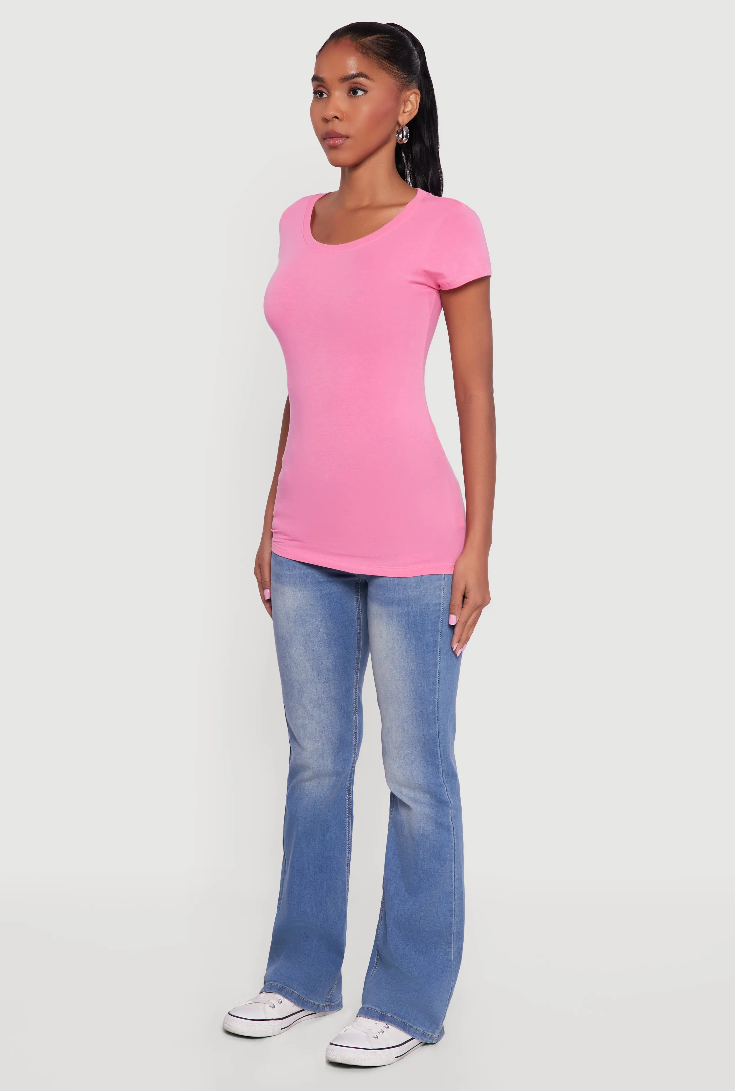 Basic Short Sleeve Crew Neck Tee sold by Rainbow product image thumbnail 5