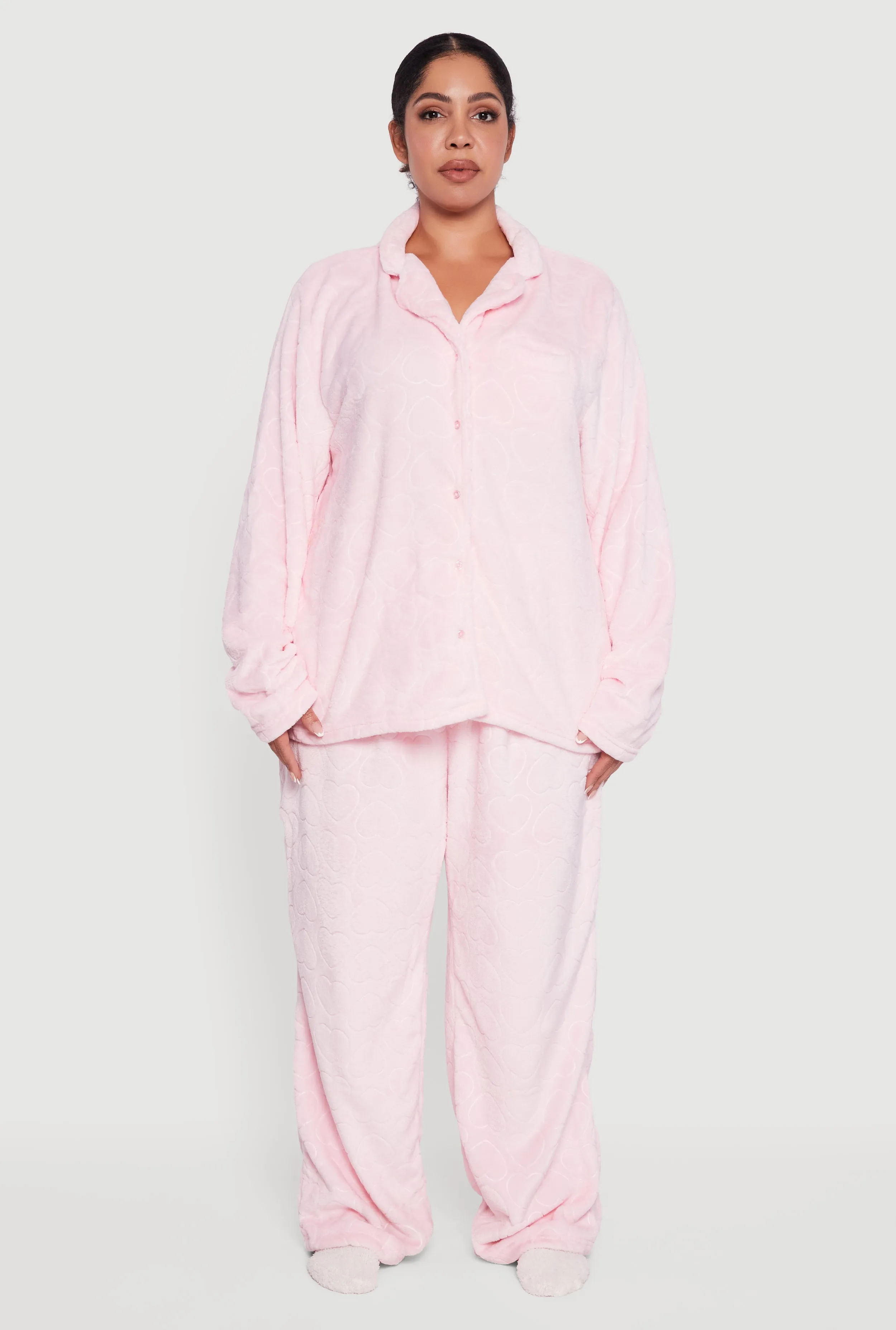 Plus Size Patterned Plush Pajama and Pants with Socks Set sold by Rainbow product image thumbnail 3