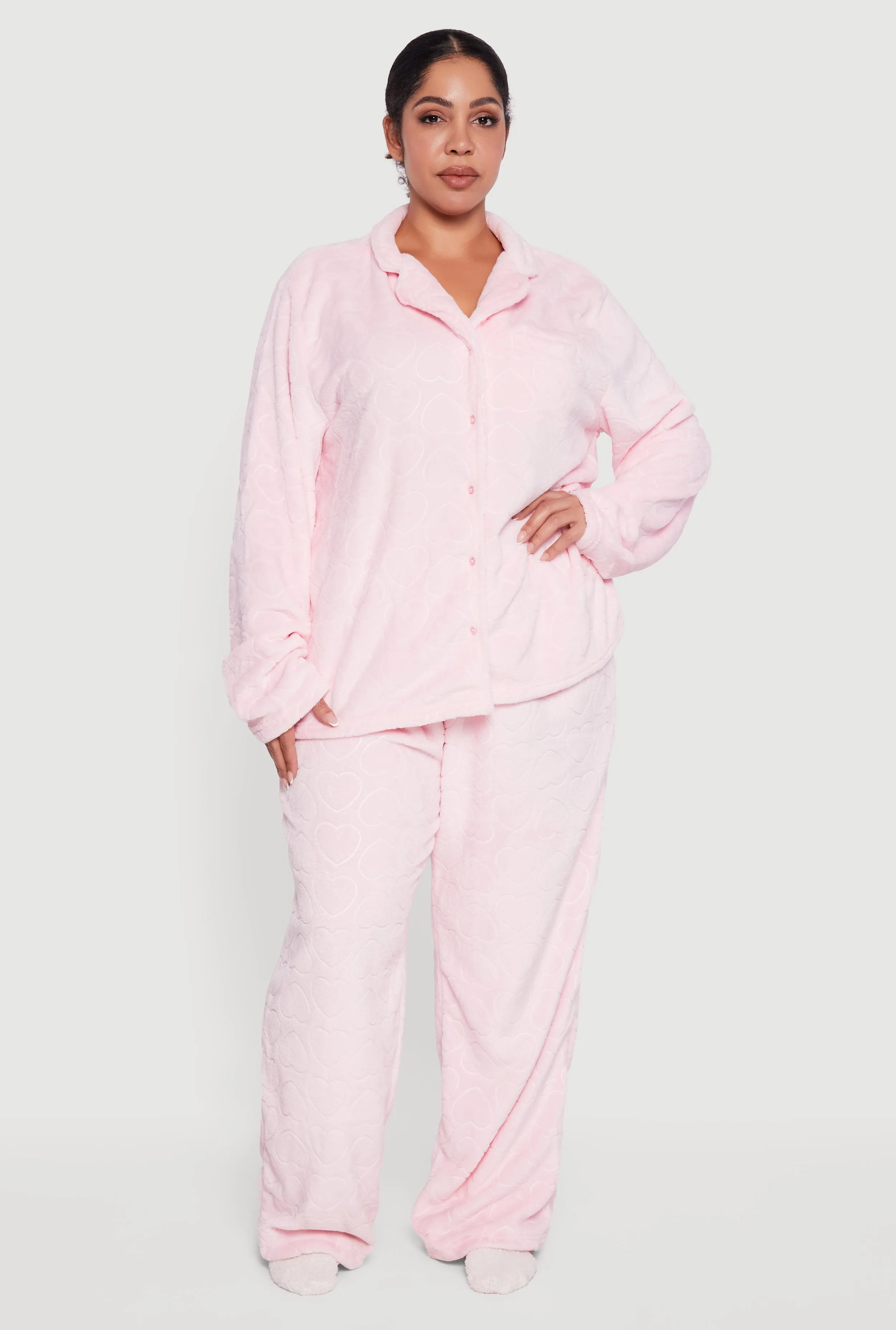 Plus Size Patterned Plush Pajama and Pants with Socks Set sold by Rainbow product image thumbnail 2