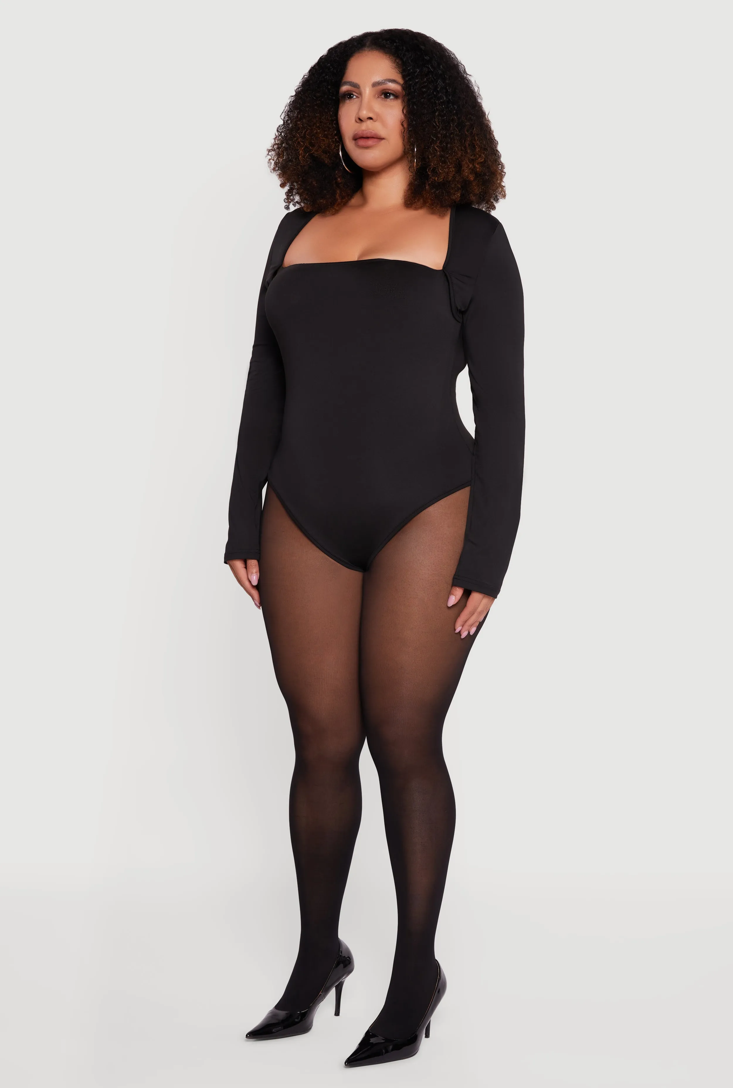 Plus Size Long Sleeve Square Neck Bodysuit sold by Rainbow product image thumbnail 5