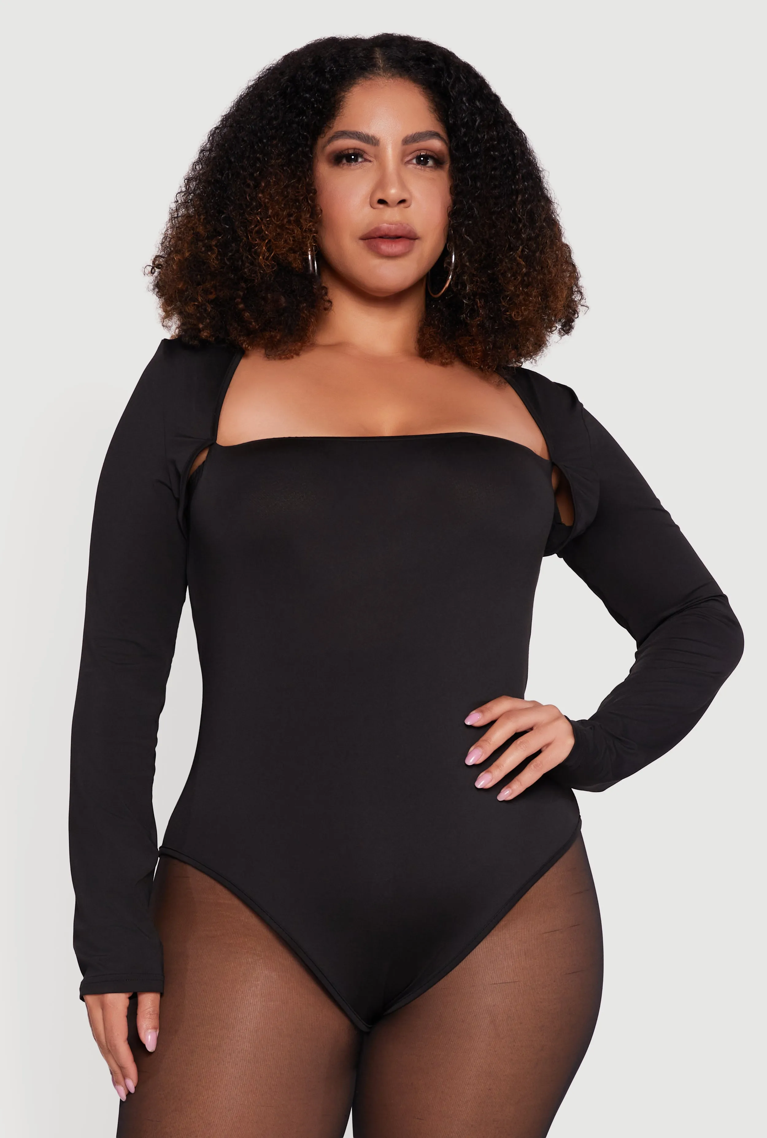 Plus Size Long Sleeve Square Neck Bodysuit sold by Rainbow product image thumbnail 2