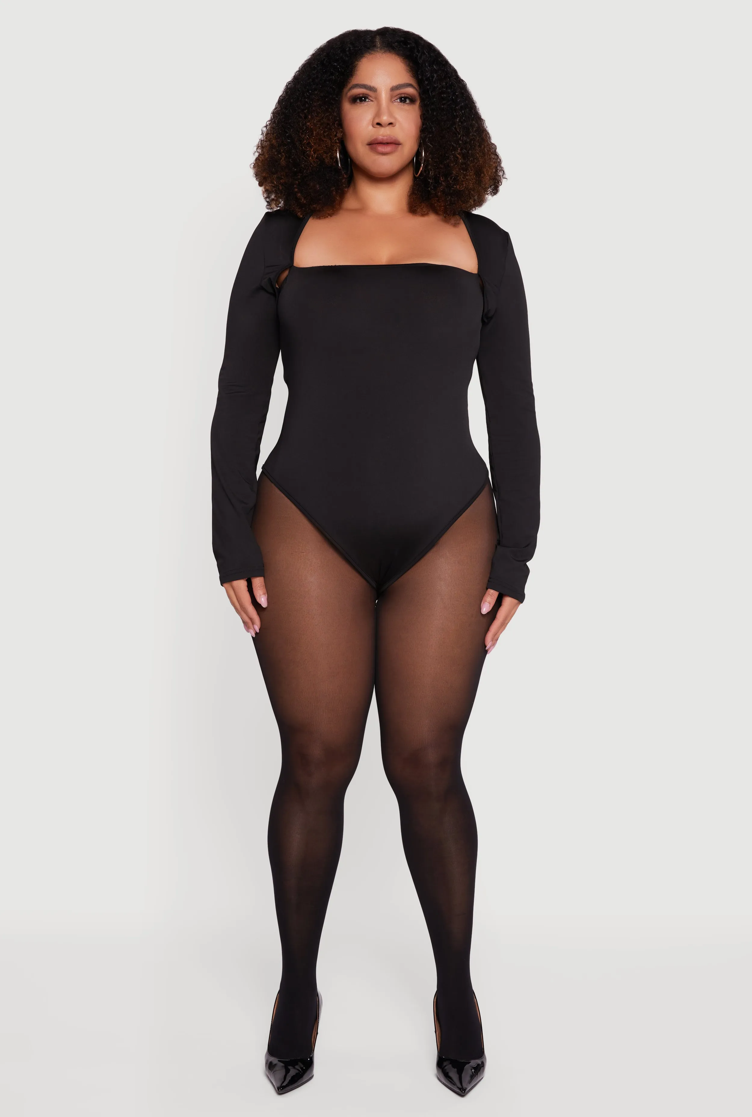 Plus Size Long Sleeve Square Neck Bodysuit sold by Rainbow product image thumbnail 3