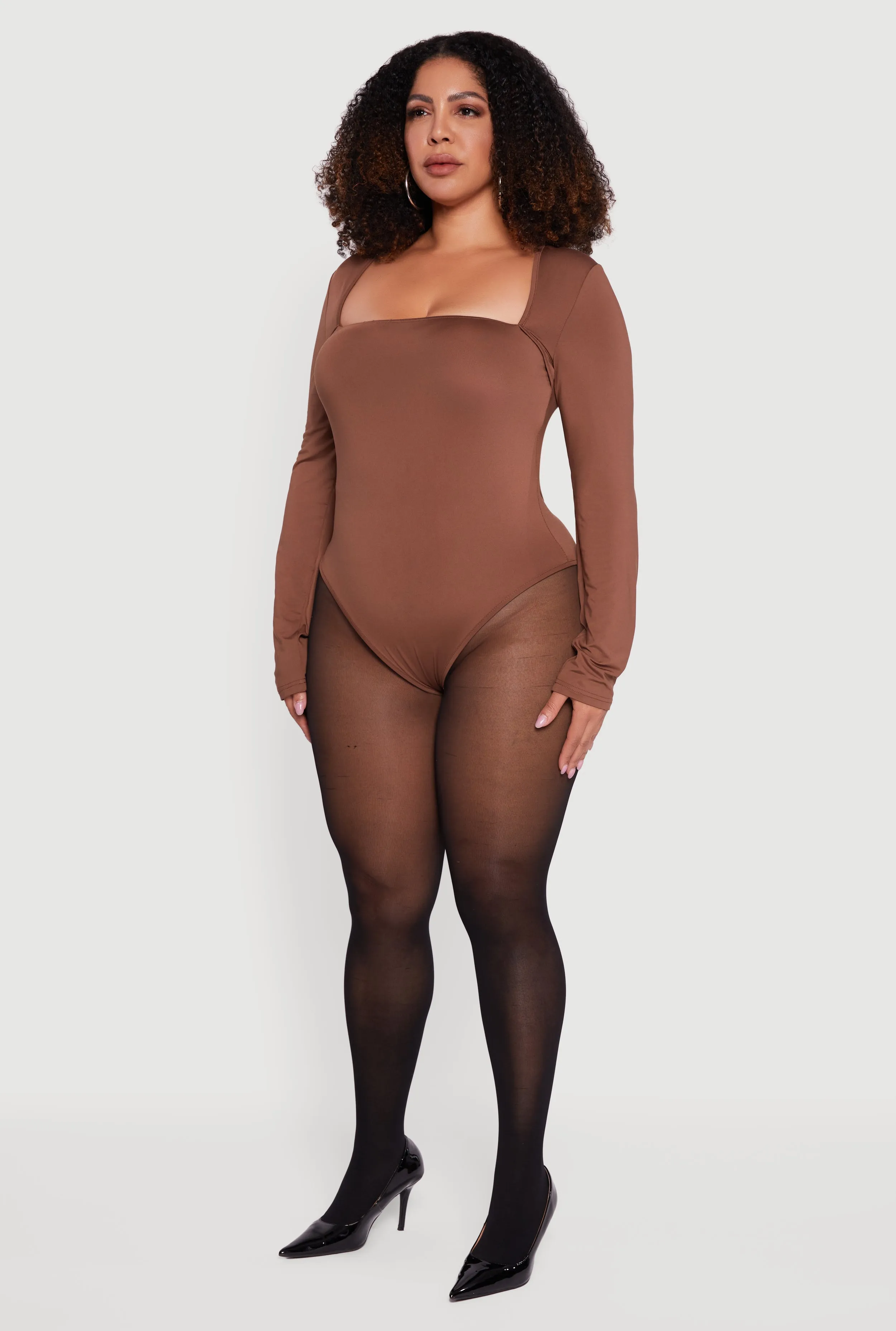 Plus Size Long Sleeve Square Neck Bodysuit sold by Rainbow product image thumbnail 5
