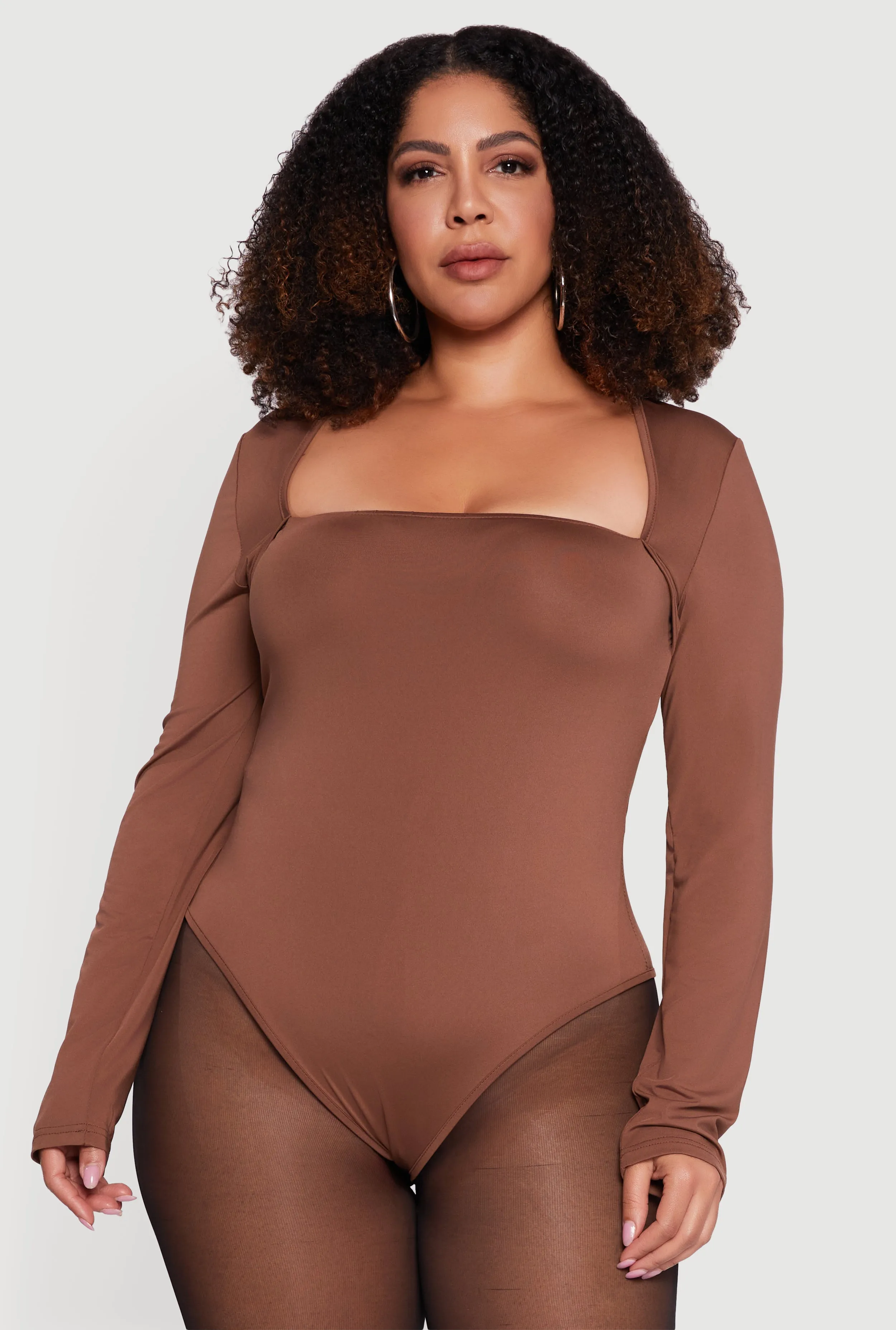 Plus Size Long Sleeve Square Neck Bodysuit sold by Rainbow product image thumbnail 2
