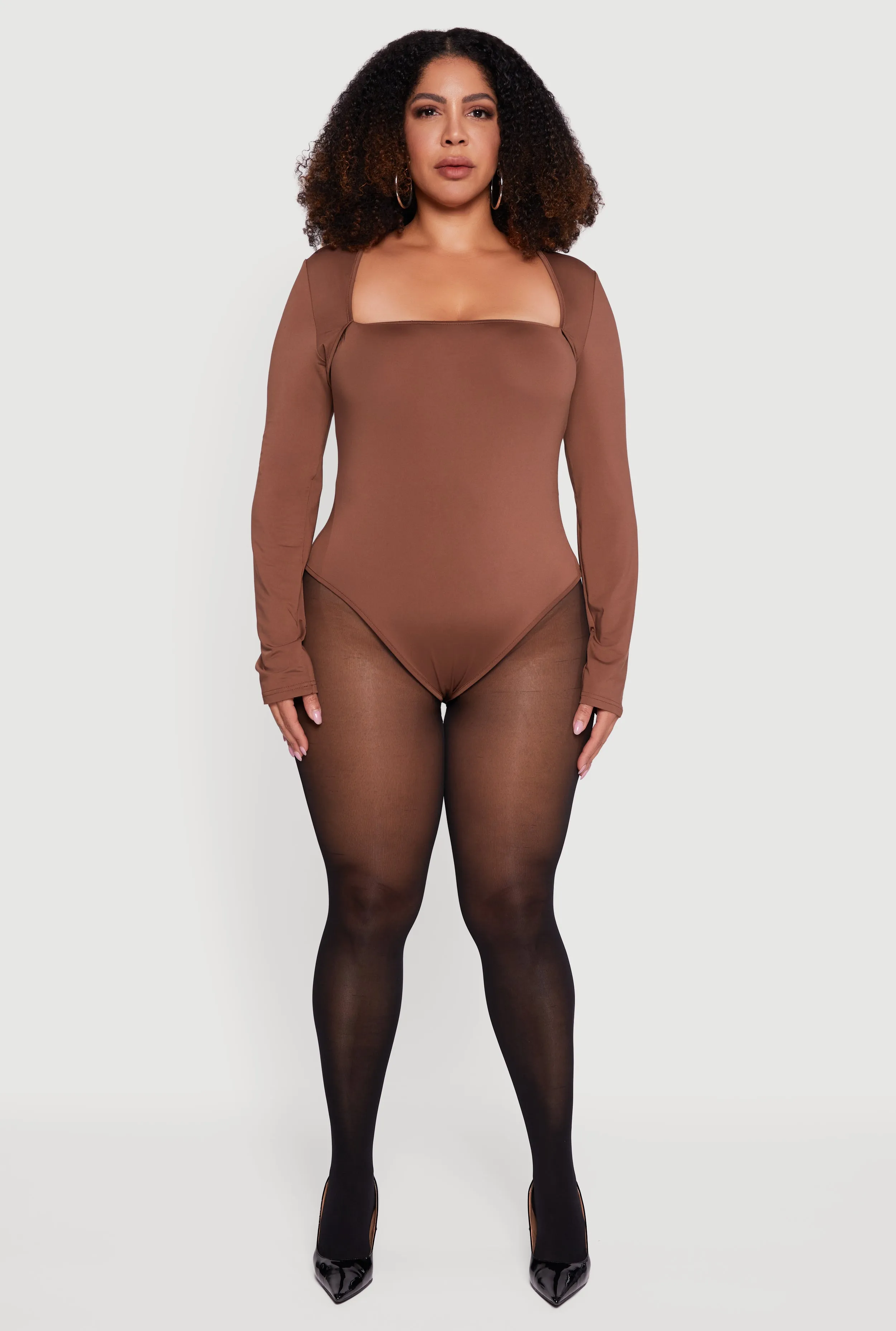 Plus Size Long Sleeve Square Neck Bodysuit sold by Rainbow product image thumbnail 3