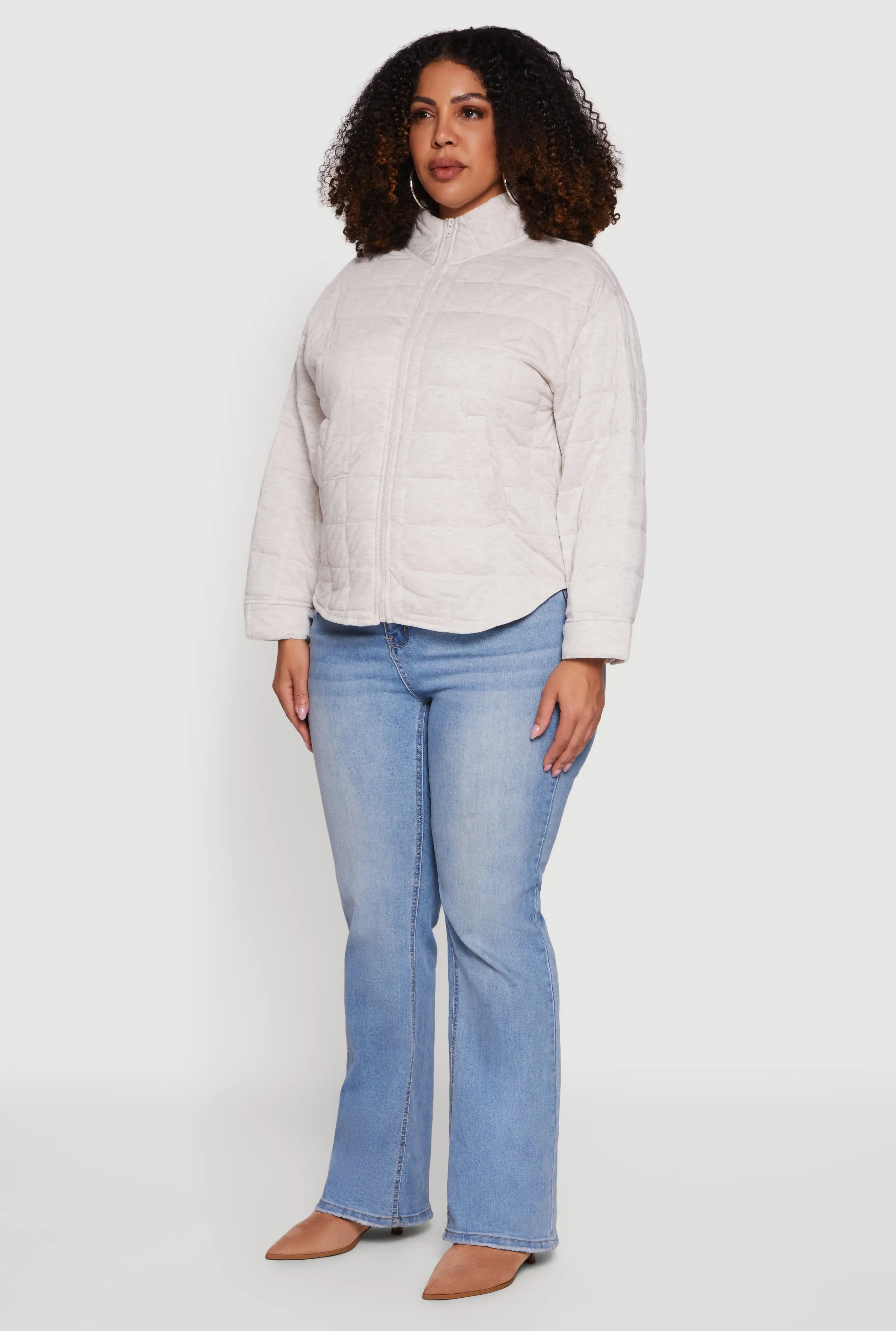 Plus Size Mock Neck Zip Front Quilted Jacket sold by Rainbow product image thumbnail 5