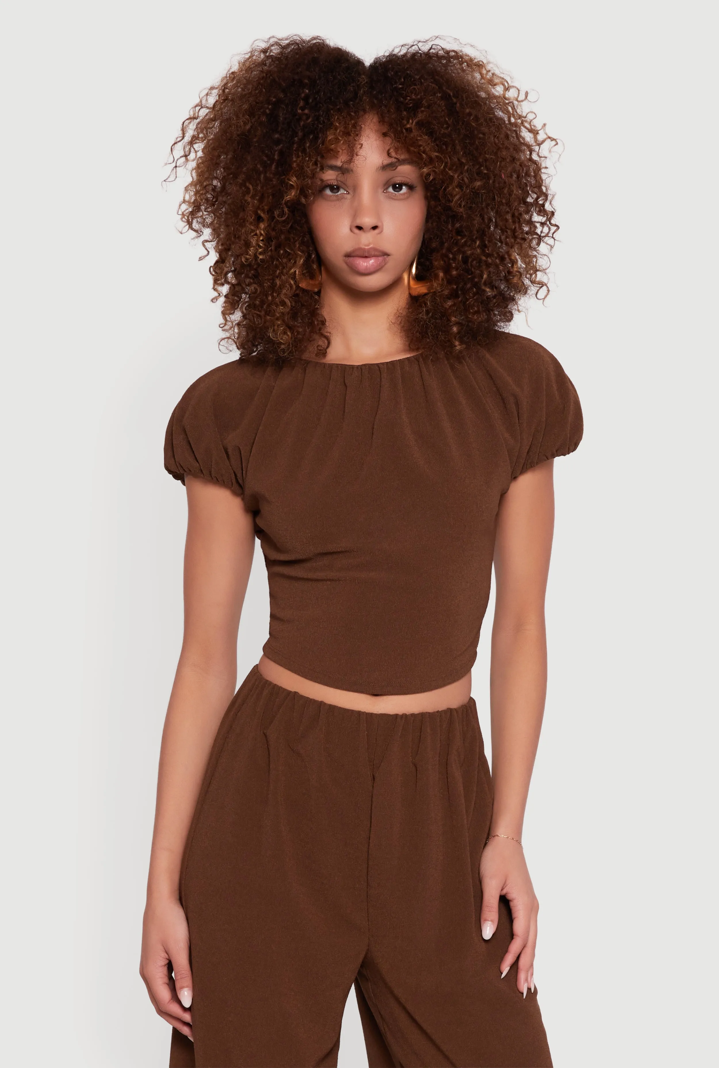 Slit Back Puff Sleeve Crop Top sold by Rainbow product image thumbnail 2