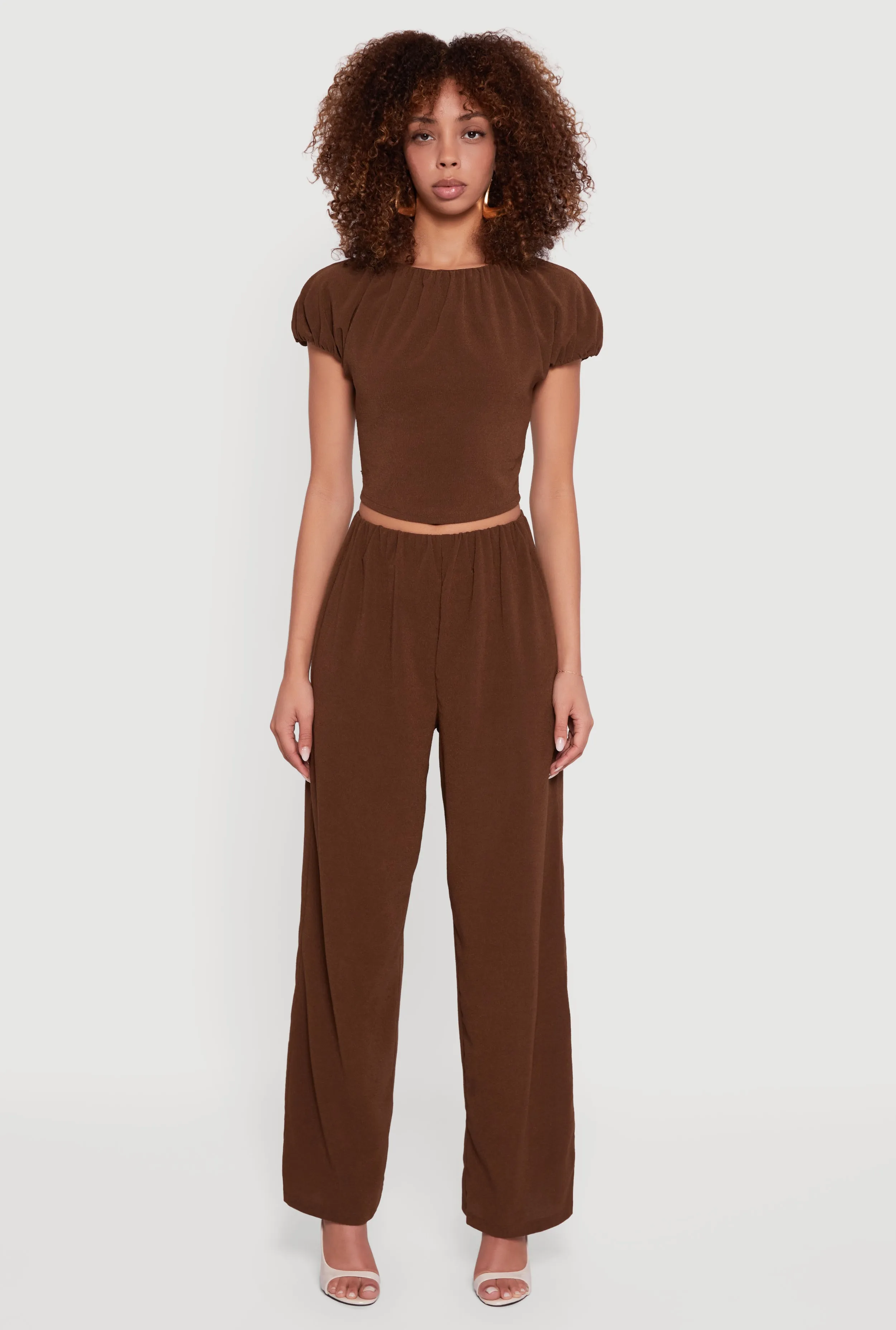 Slit Back Puff Sleeve Crop Top sold by Rainbow product image thumbnail 3