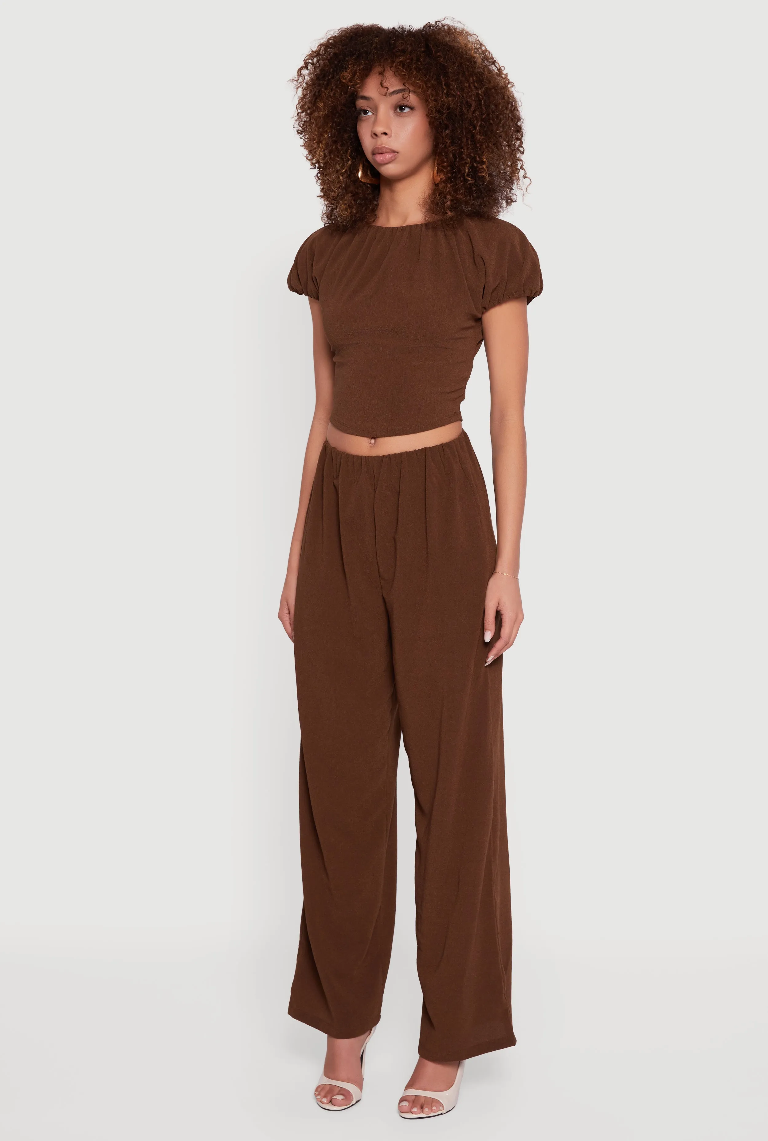 Slit Back Puff Sleeve Crop Top sold by Rainbow product image thumbnail 5