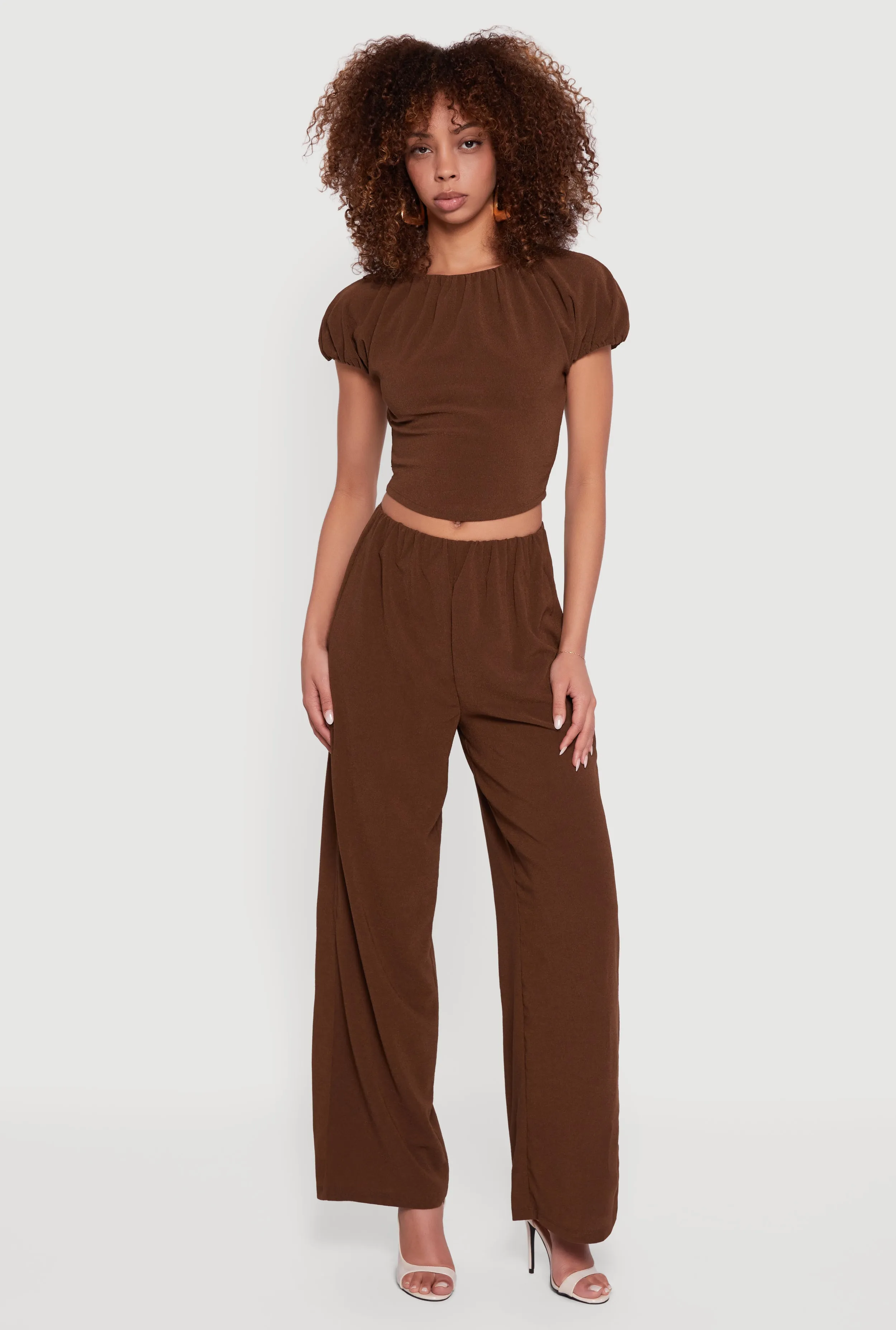 Slit Back Puff Sleeve Crop Top sold by Rainbow product image thumbnail 2