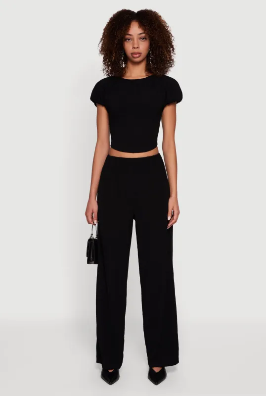 Textured Knit Wide Leg Dress Pants sold by Rainbow
