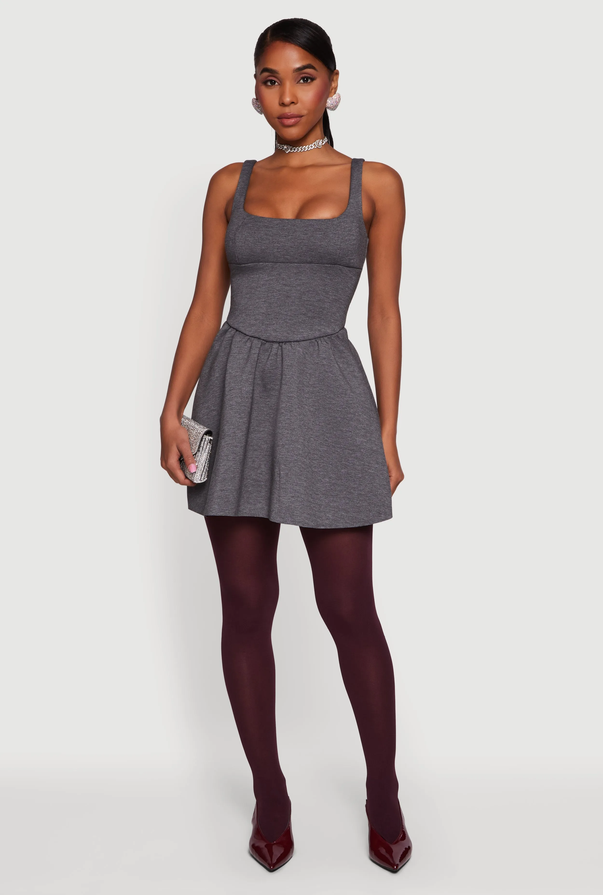 Scuba Square Neck Open Back Corset Skater Dress sold by Rainbow product image thumbnail 3