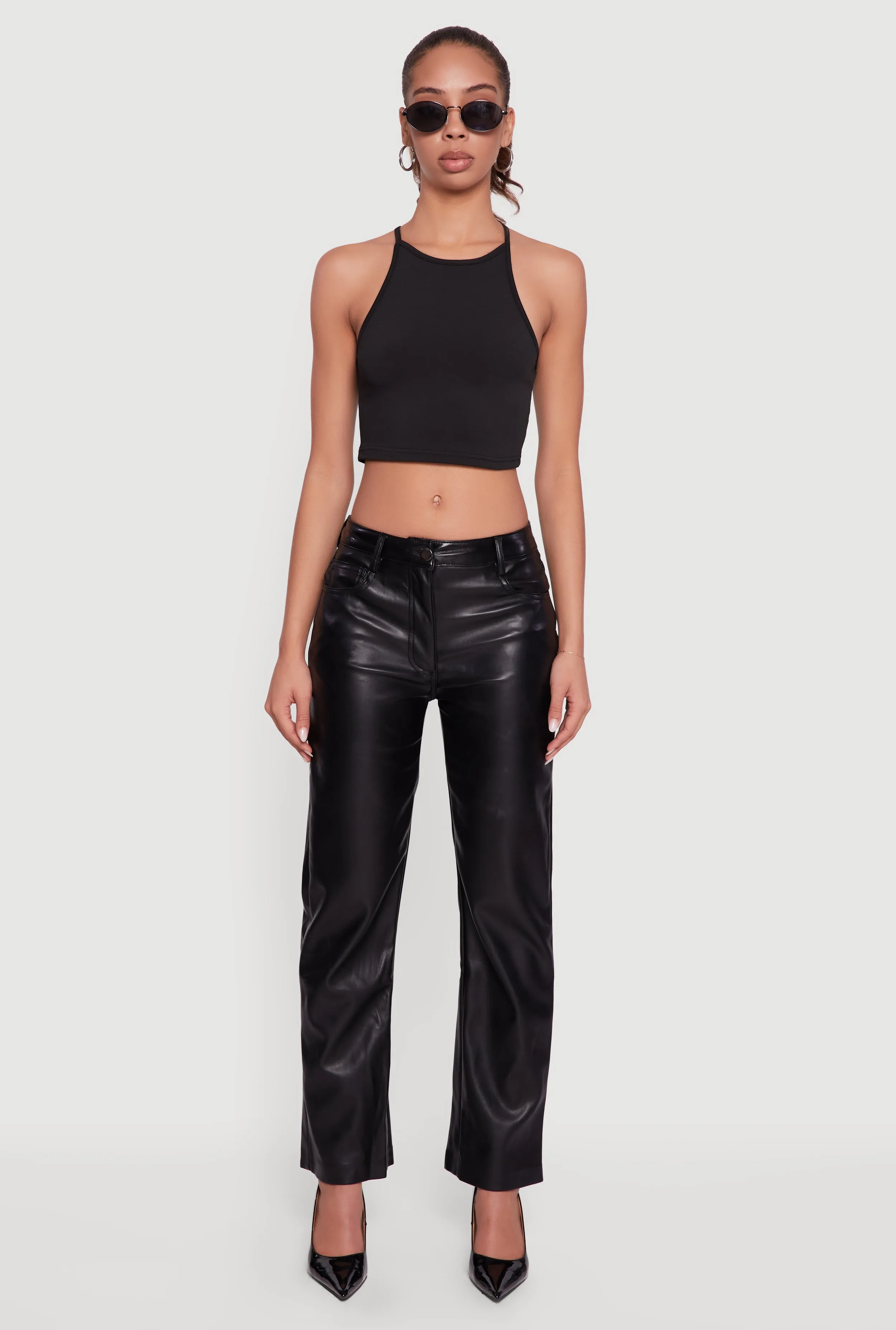 Mid Rise Faux Leather Straight Leg Pants sold by Rainbow product image thumbnail 2