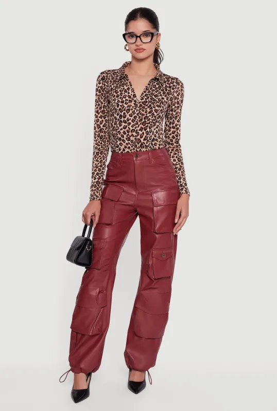 Faux Leather Cargo Pocket Pants sold by Rainbow