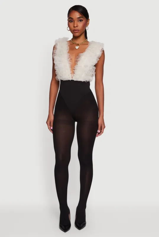 3D Mesh Detail Sleeveless Color Blocked Bodysuit sold by Rainbow