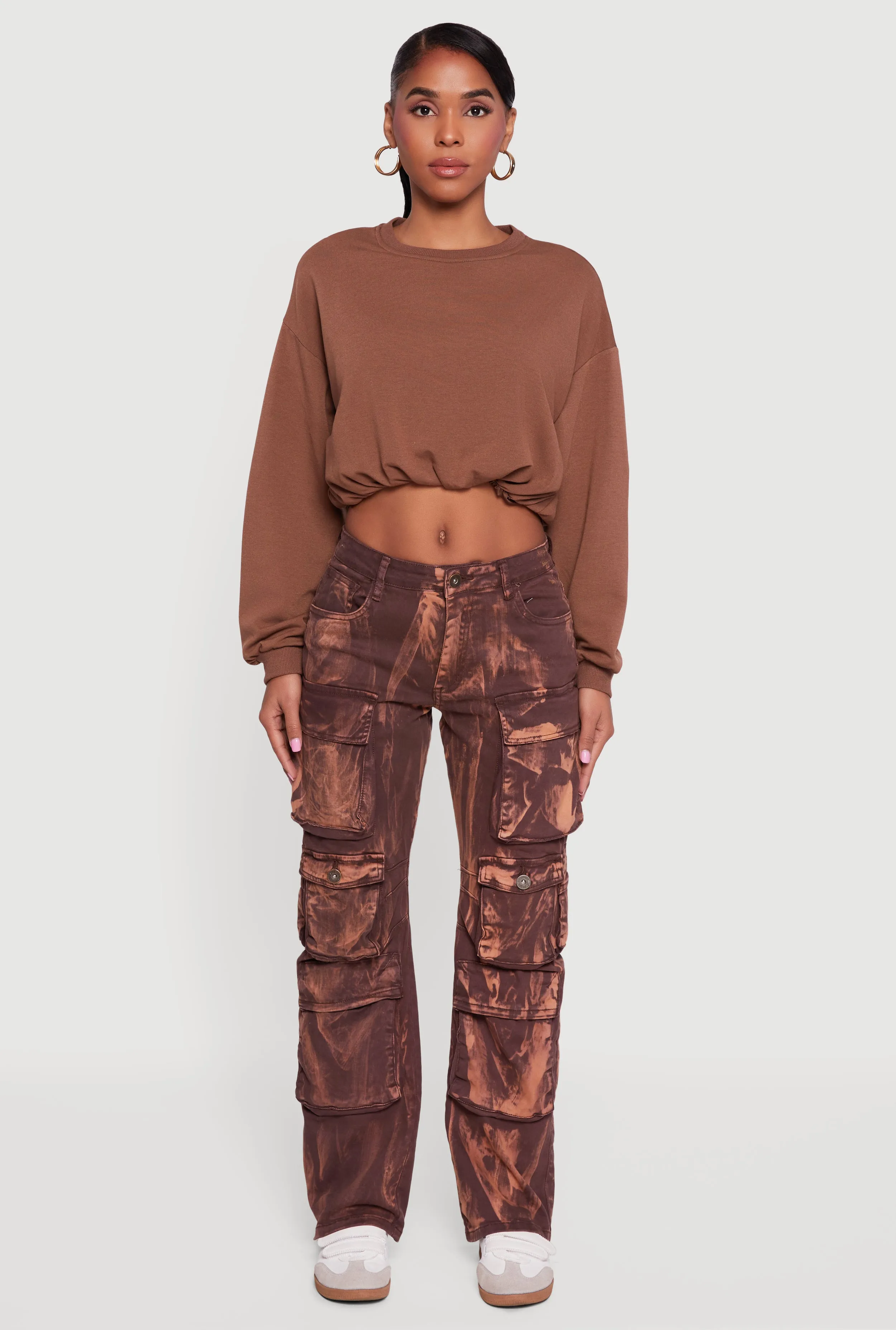 Long Sleeve Cropped Bubble Hem Sweatshirt sold by Rainbow product image thumbnail 3