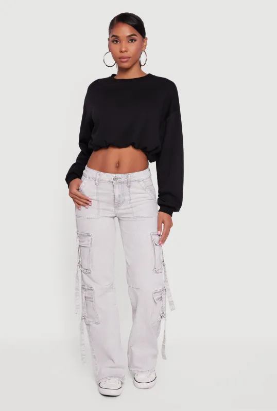 Long Sleeve Cropped Bubble Hem Sweatshirt sold by Rainbow