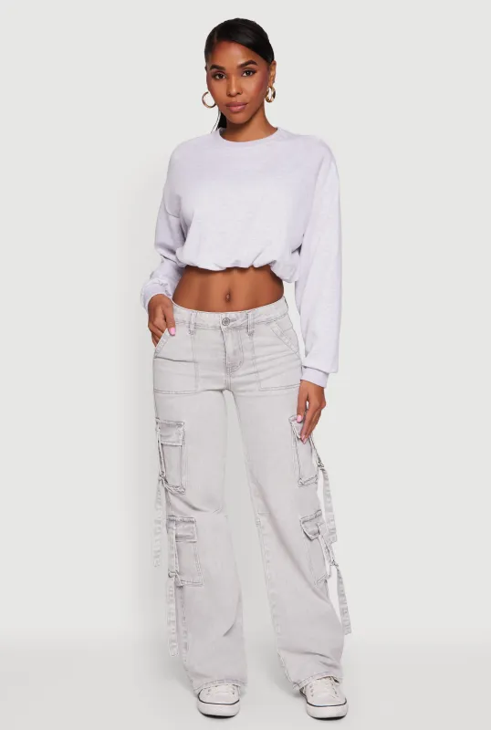 Long Sleeve Cropped Bubble Hem Sweatshirt sold by Rainbow