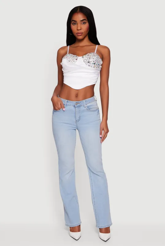 Asymmetrical Rhinestone Cropped Bustier sold by Rainbow