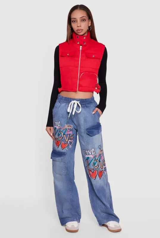 Side Buckle Detail Cropped Mock Neck Vest made by Rainbow