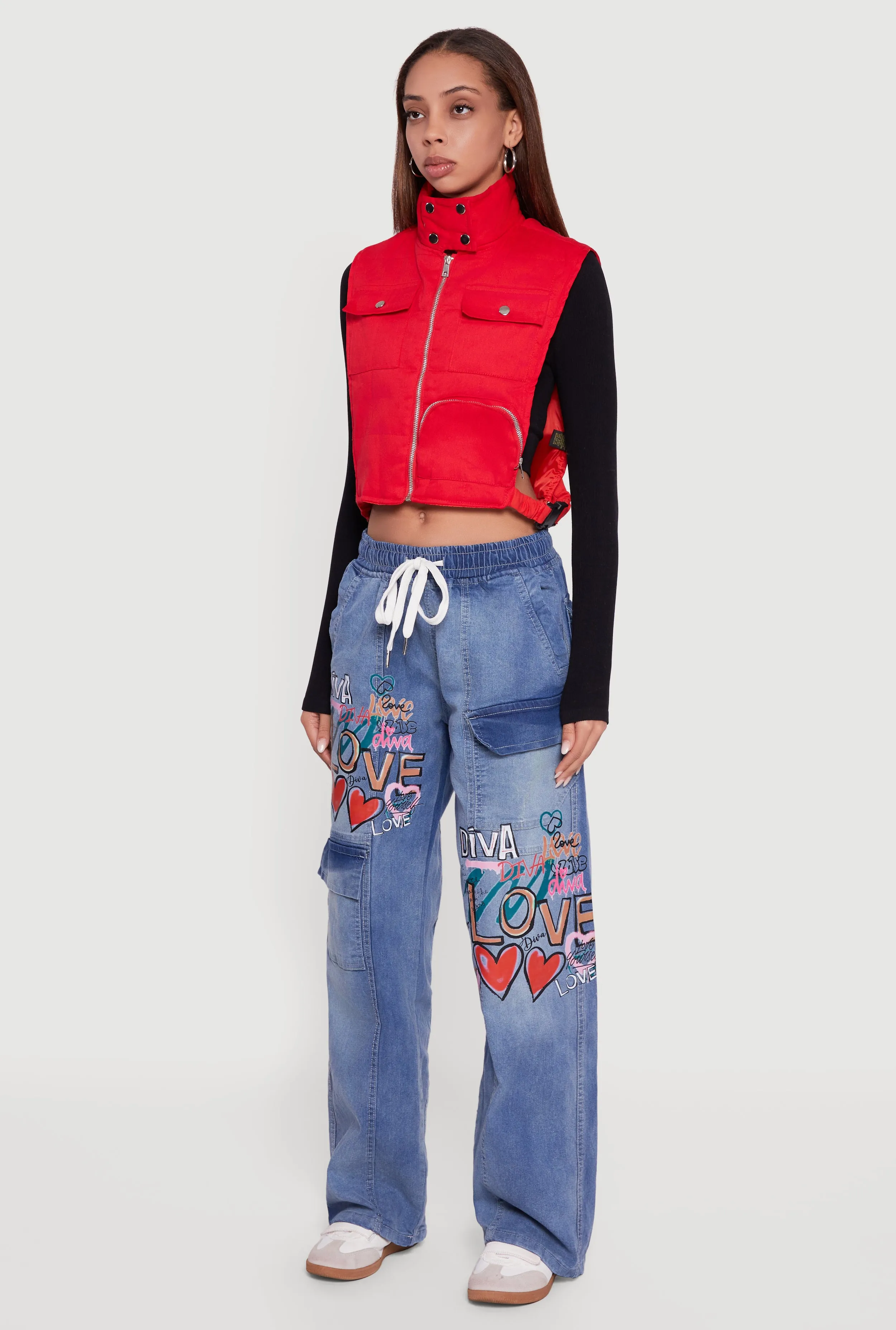 Side Buckle Detail Cropped Mock Neck Vest sold by Rainbow product image thumbnail 5