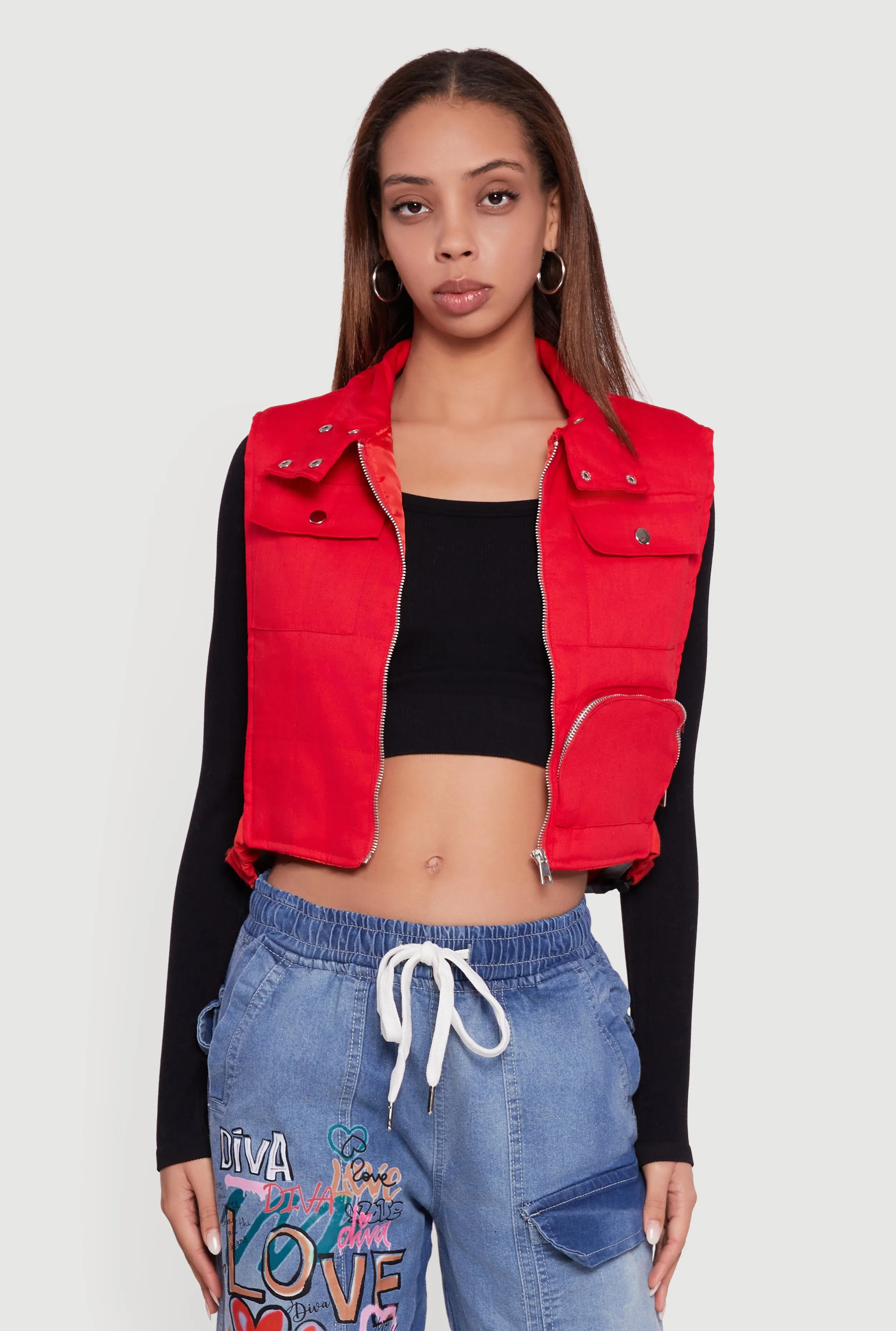 Side Buckle Detail Cropped Mock Neck Vest sold by Rainbow product image thumbnail 2