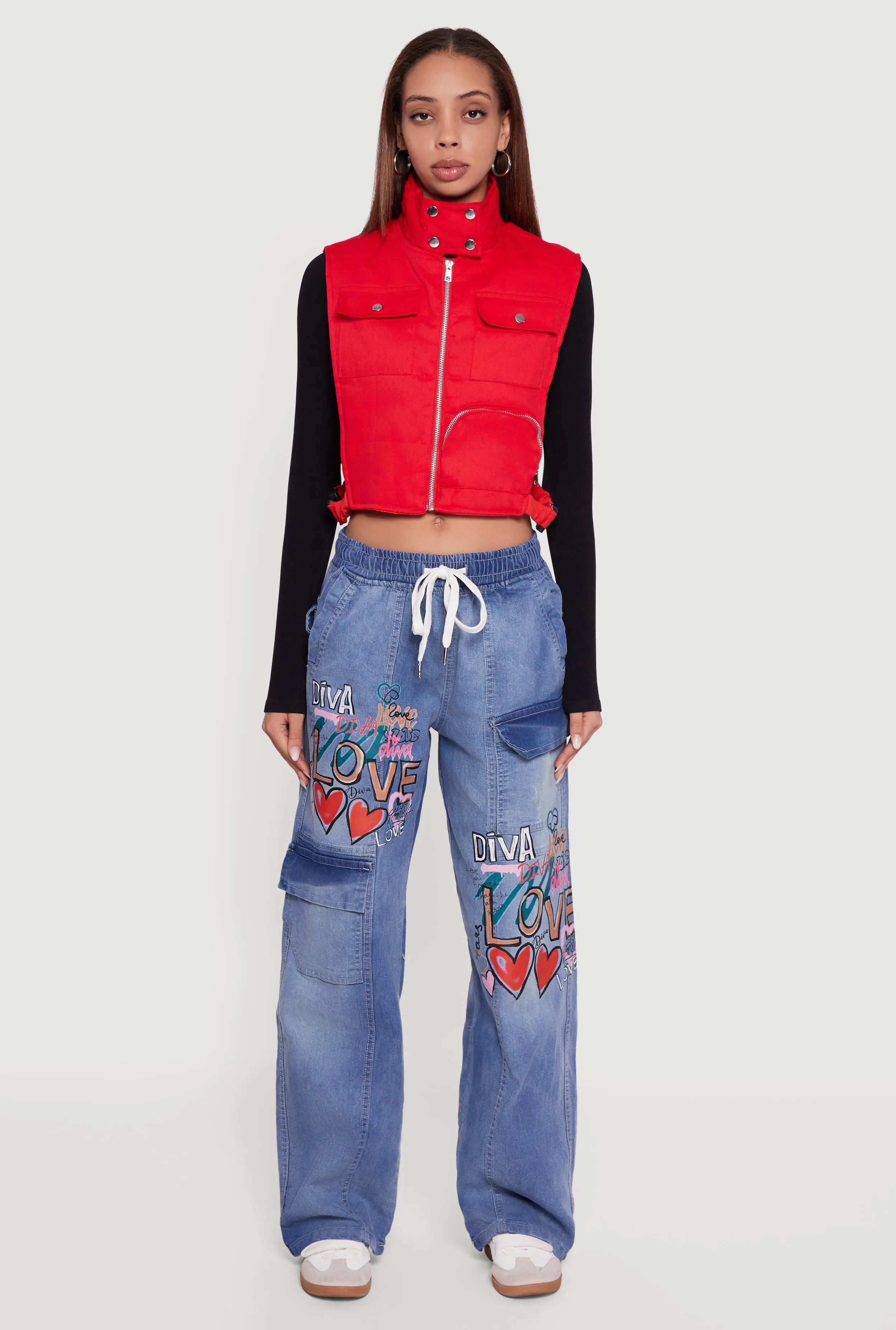 Side Buckle Detail Cropped Mock Neck Vest sold by Rainbow product image thumbnail 3