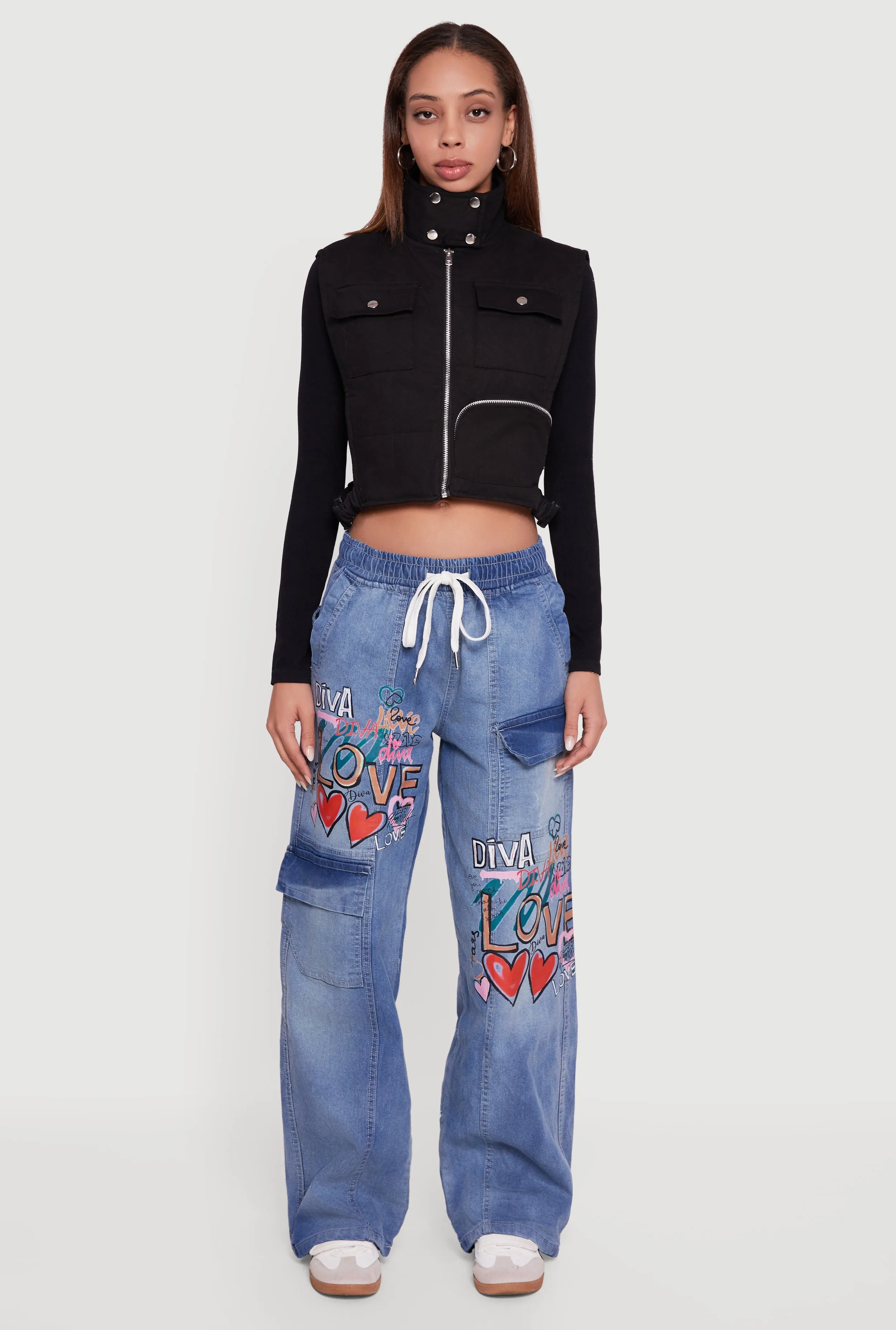 Side Buckle Detail Cropped Mock Neck Vest sold by Rainbow product image thumbnail 3