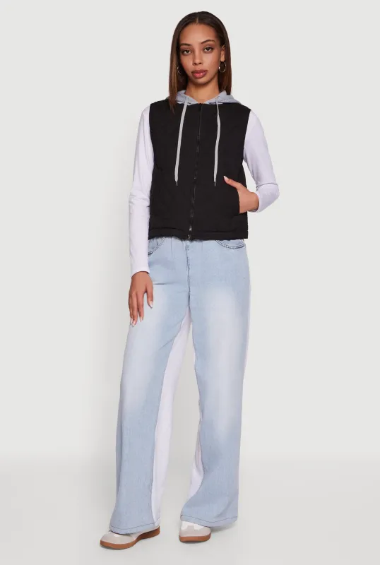 Fleece Hooded Zip Front Quilted Vest sold by Rainbow