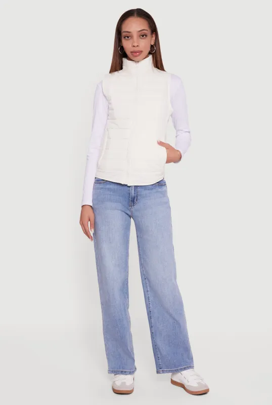 Mock Neck Zip Front Puffer Vest sold by Rainbow