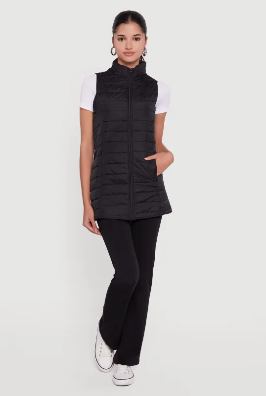 Nylon Zip Front Mock Neck Puffer Vest sold by Rainbow