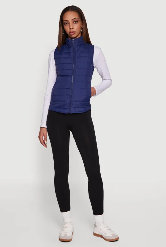 Mock Neck Zip Front Puffer Vest sold by Rainbow