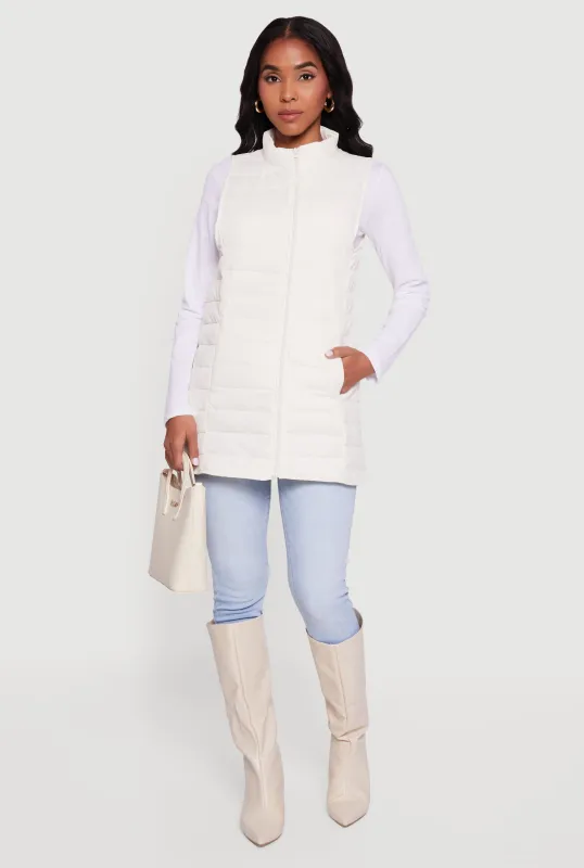 Nylon Zip Front Mock Neck Puffer Vest sold by Rainbow