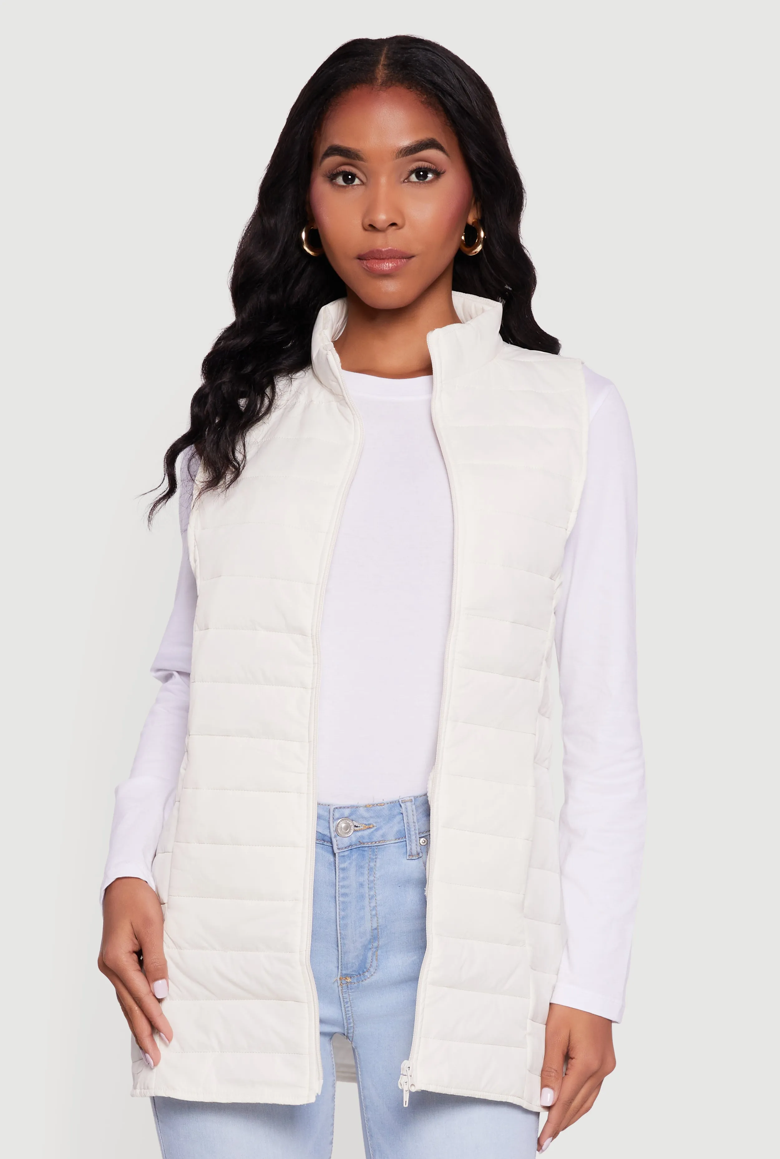 Nylon Zip Front Mock Neck Puffer Vest sold by Rainbow product image thumbnail 2