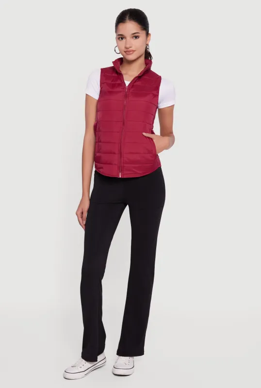 Mock Neck Zip Front Puffer Vest sold by Rainbow